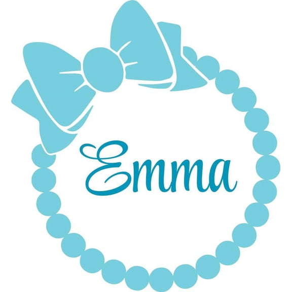 Personalized Name Vinyl Decal Sticker Custom Initial Wall Art Personalization Decor Childrens Girls Bedroom Bow and Pearls Pattern Print 16 Inches X 16 Inches