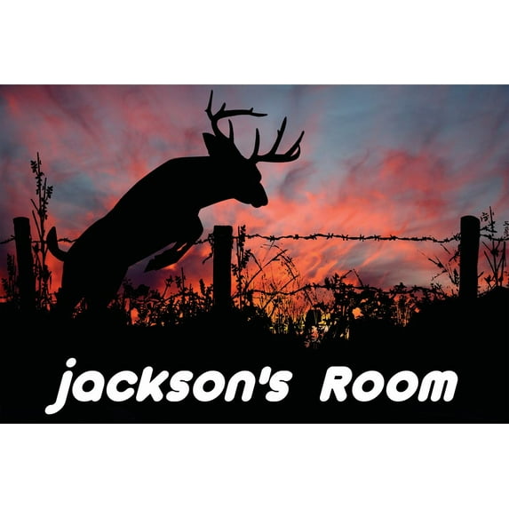 Personalized Name Vinyl Decal Sticker Custom Initial Wall Art Personalization Decor Deer Animal Wildlife Scene Mural 18 Inches X 30 Inches