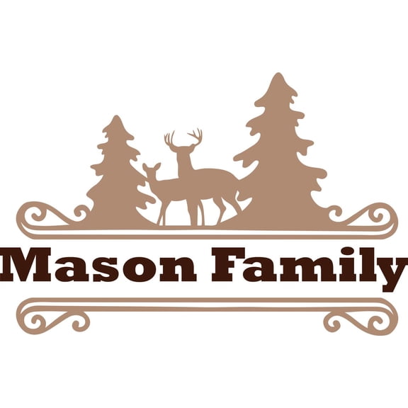 Personalized Name Vinyl Decal Sticker Custom Initial Wall Art Personalization Decor Deer Head Animal Wildlife Scene Family Hunting Welcome Sign 12 Inches X 18 Inches