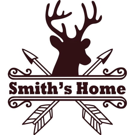 Personalized Name Vinyl Decal Sticker Custom Initial Wall Art Personalization Decor Deer Head Wild Life Hunting Welcome Sign 12 Inches X 12 Inches
