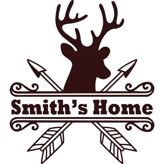 Personalized Name Vinyl Decal Sticker Custom Initial Wall Art Personalization Decor Deer Head Wild Life Hunting Welcome Sign 12 Inches X 12 Inches
