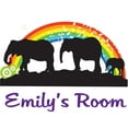 thumbnail image 1 of Personalized Name Vinyl Decal Sticker Custom Initial Wall Art Personalization Decor Elephant Family Colorful Rainbow Mural 30 Inches X 40 Inches, 1 of 1