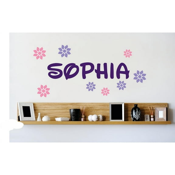 Personalized Name Vinyl Decal Sticker Custom Initial Wall Art Personalization Decor Flower Print Design Pattern Mural 14 Inches X 26 Inches