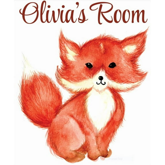 Personalized Name Vinyl Decal Sticker Custom Initial Wall Art Personalization Decor Fox Animal Kids Bedroom 10 Inches X 10 Inches