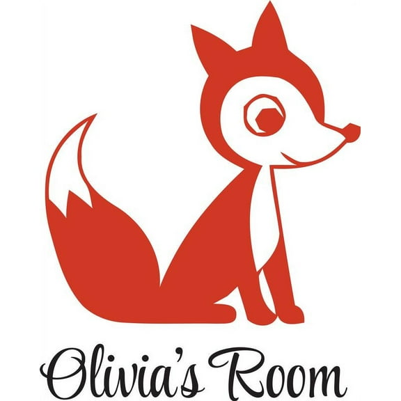 Personalized Name Vinyl Decal Sticker Custom Initial Wall Art Personalization Decor Fox Animal Kids Bedroom 10 Inches X 10 Inches