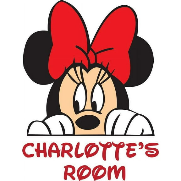 Personalized Name Vinyl Decal Sticker Custom Initial Wall Art Personalization Decor Girl Bedroom Minnie Mouse Cartoon Character 14 Inches x 14 Inches
