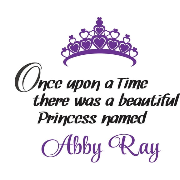 Personalized Name Vinyl Decal Sticker Custom Initial Wall Art Personalization Decor Girl Bedroom Once Upon A Time Beautiful Princess Crown Fairytale 20 Inches X 20 Inches