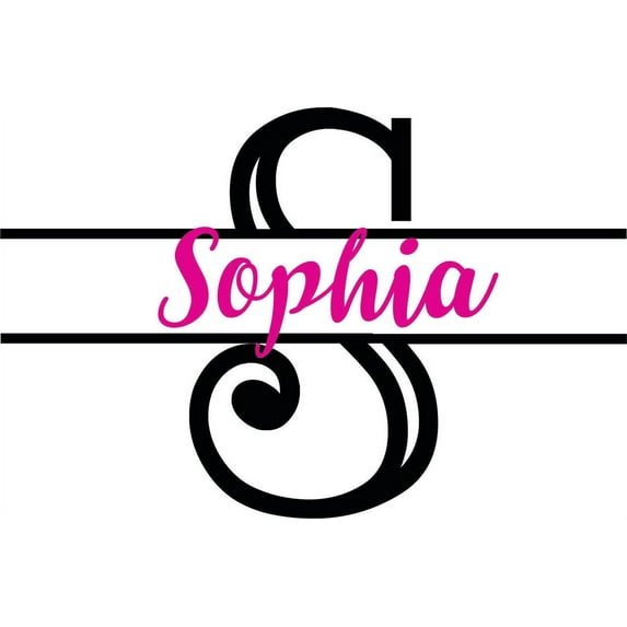 Personalized Name Vinyl Decal Sticker Custom Initial Wall Art Personalization Decor Girl Bedroom Pink Black Lettering Text 15 Inches x 15 Inches