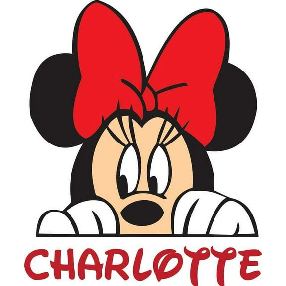Personalized Name Vinyl Decal Sticker Custom Initial Wall Art Personalization Decor Girl Minnie Mouse Disney Cartoon Character 12 Inches x 12 Inches