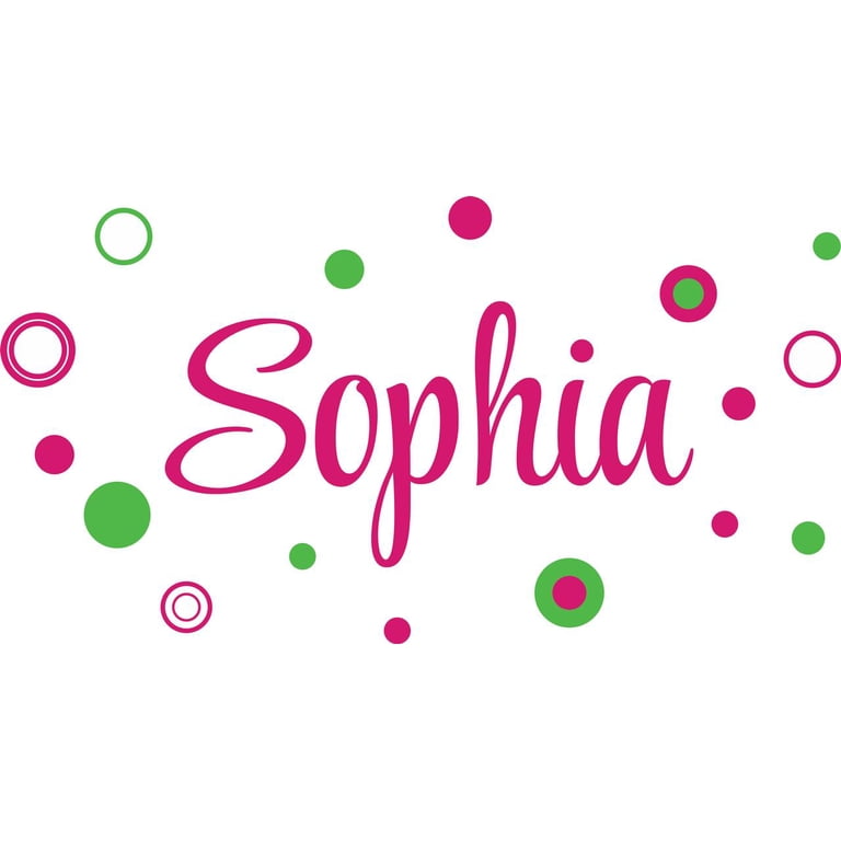 Custom Name & Initial Wall Decal For Girls Nursery | Pink & White Polka Dots With Watercolor Butterflies | Large Personalized Vinyl Wall Sticker