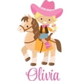 thumbnail image 1 of Personalized Name Vinyl Decal Sticker Custom Initial Wall Art Personalization Decor Girls Riding Horse Cowgirl Baby Nursery Bedroom 14 Inches X 30 Inches, 1 of 1