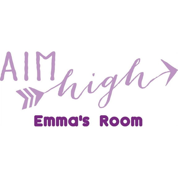 Personalized Name Vinyl Decal Sticker Custom Initial Wall Art Personalization Decor Girls Room Aim High Quote Arrow 15 Inches X 32 Inches