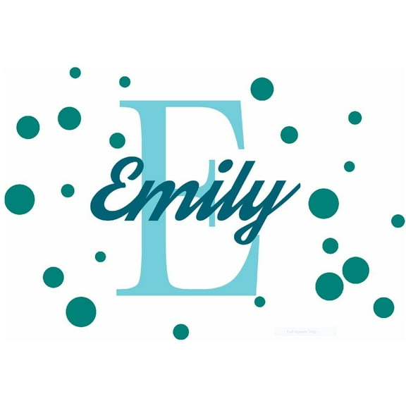 Personalized Name Vinyl Decal Sticker Custom Initial Wall Art Personalization Decor Girls Sign with Polka Dots Design Baby Nursery Room 14 X 18 Inches