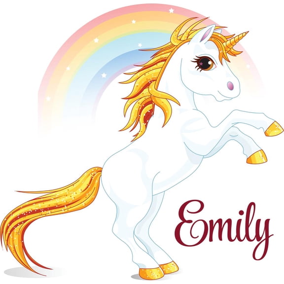 Personalized Name Vinyl Decal Sticker Custom Initial Wall Art Personalization Decor Girls Unicorn Colorful Rainbow Magical Fairytale 20 Inches X 20 Inches