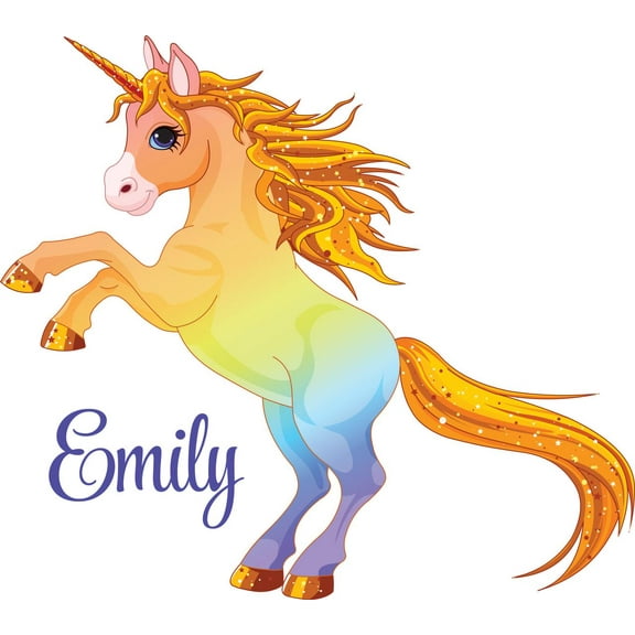 Personalized Name Vinyl Decal Sticker Custom Initial Wall Art Personalization Decor Girls Unicorn Colorful Rainbow Magical Fairytale 20 X 20 Inches