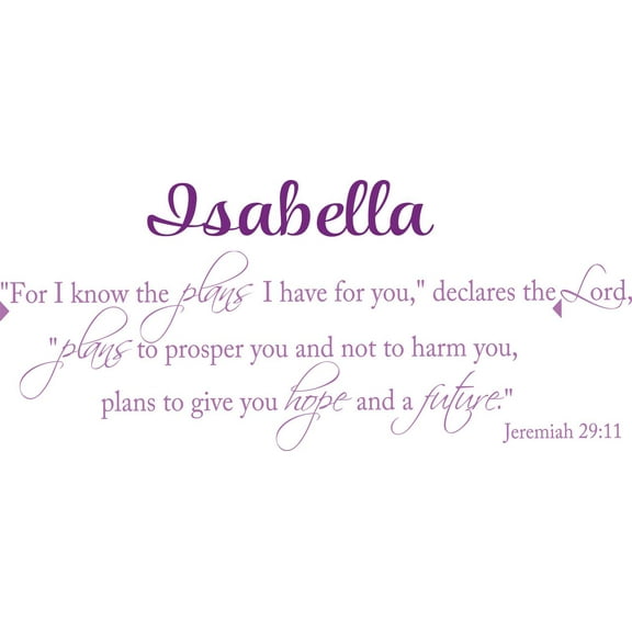 Personalized Name Vinyl Decal Sticker Custom Initial Wall Art Personalization Decor I Know The Plans I Have For You Jeremiah 29:11 10 X 30 Inches