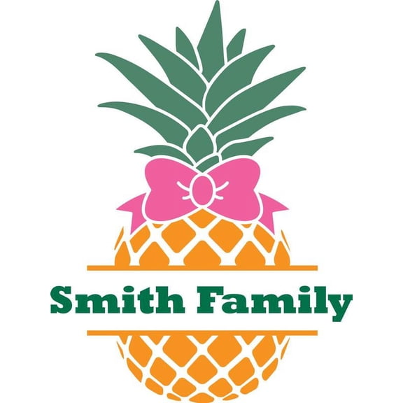 Personalized Name Vinyl Decal Sticker Custom Initial Wall Art Personalization Decor Pineapple Fruit Family Last Name Welcome Sign Bow 16 Inches X 16 Inches