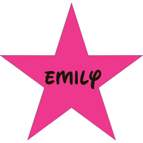 Personalized Name Vinyl Decal Sticker Custom Initial Wall Art Personalization Decor Pink Star Design Baby Newborn Infant Nursery Room Design 14X14”