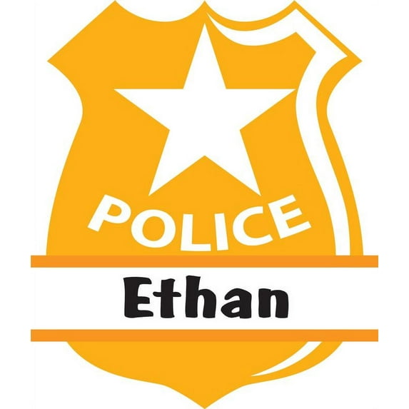 Personalized Name Vinyl Decal Sticker Custom Initial Wall Art Personalization Decor Police Officer Policeman Cop Badge 14 Inches x 14 Inches