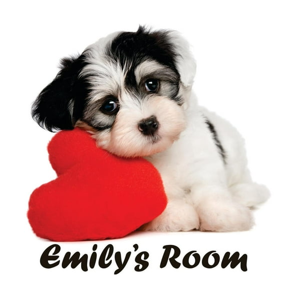 Personalized Name Vinyl Decal Sticker Custom Initial Wall Art Personalization Decor Puppy Dog Mural Baby Nursery Room Children Bedroom 24 Inches X 24 Inches