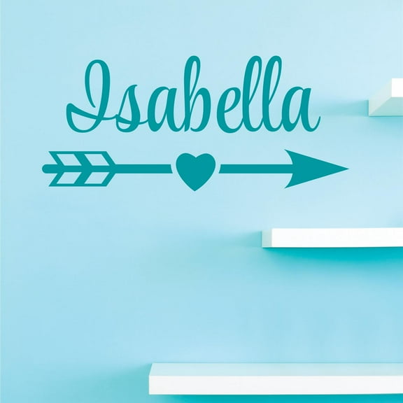 Personalized Name Vinyl Decal Sticker Custom Initial Wall Art Personalization Decor Sticker Arrow Heart Love Girl Bedroom 5 Inches X 18 Inches