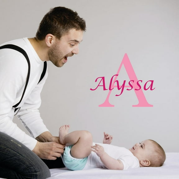Personalized Name Vinyl Decal Sticker Custom Initial Wall Art Personalization Decor Sticker Baby Girl Nursery Room Children Bedroom 10 Inches X 10 Inches