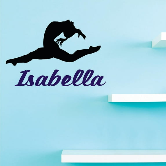 Personalized Name Vinyl Decal Sticker Custom Initial Wall Art Personalization Decor Sticker Ballet Ballerina Gymnastics Teen Girl Bedroom 20 Inches X 20 Inches
