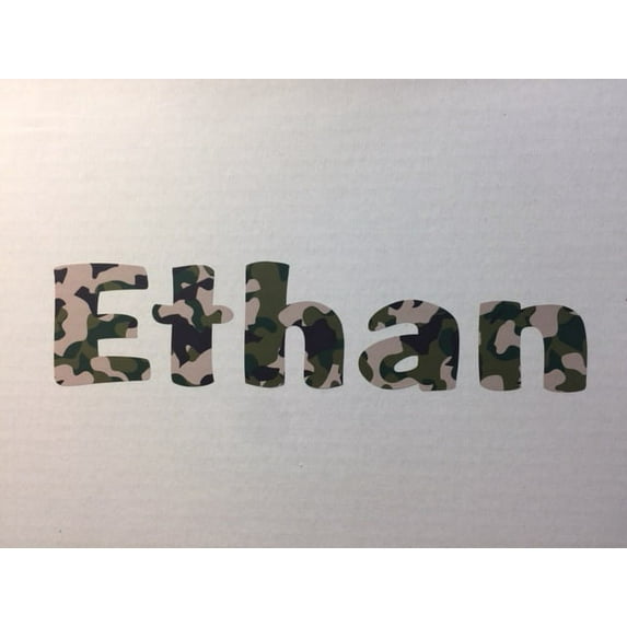 Personalized Name Vinyl Decal Sticker Custom Initial Wall Art Personalization Decor Sticker Camo Camouflage Print Pattern Boy Girl Hunter Hunting 4 Inches X 10 Inches