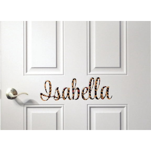 Personalized Name Vinyl Decal Sticker Custom Initial Wall Art Personalization Decor Sticker Cheetah Print Pattern Design Teen Kids Bedroom 6 Inches X 15 Inches