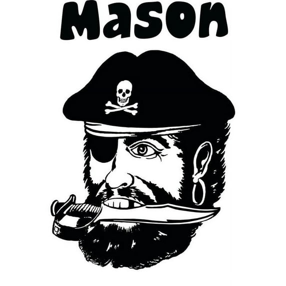 Personalized Name Vinyl Decal Sticker Custom Initial Wall Art Personalization Decor Sticker Pirate Skull Bones Hat Sword Boys Bedroom 15 Inches X 24 Inches