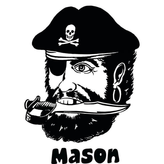 Personalized Name Vinyl Decal Sticker Custom Initial Wall Art Personalization Decor Sticker Pirate Skull Bones Hat Sword Boys Bedroom Skull 15 Inches X 24 Inches