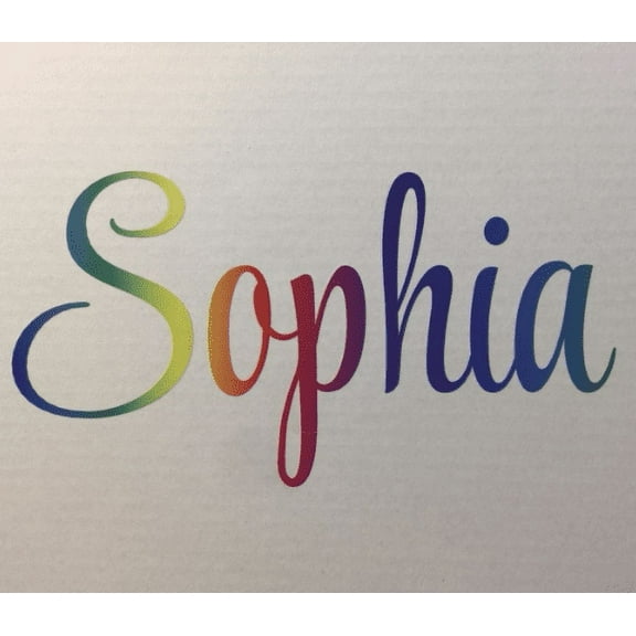 Personalized Name Vinyl Decal Sticker Custom Initial Wall Art Personalization Decor Sticker Rainbow Print Pattern Design Teen Kids Bedroom 6 Inches X 20 Inches