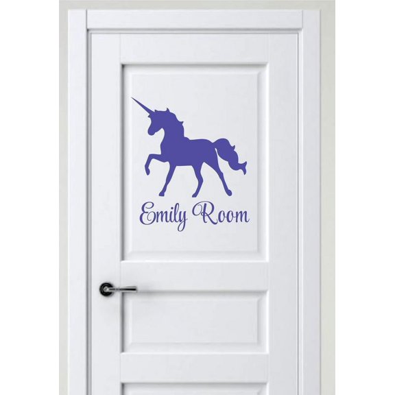 Personalized Name Vinyl Decal Sticker Custom Initial Wall Art Personalization Decor Unicorn Children Fairytale Princess Animal Bedroom 12 Inches X 12 Inches