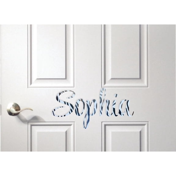Personalized Name Vinyl Decal Sticker Custom Initial Wall Art Personalization Decor Zebra Animal Text Lettering Print Pattern Design 6 Inches X 15 Inches