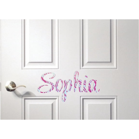 Personalized Name Vinyl Decal Sticker Custom Initial Wall Art Personalization Decor Zebra Animal Text Lettering Print Pattern Design 6 Inches X 20 Inches