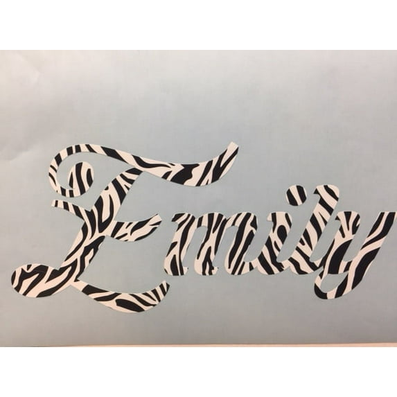Personalized Name Vinyl Decal Sticker Custom Initial Wall Art Personalization Decor Sticker Zebra Print Pattern Design Teen Kids Bedroom 4 Inches X 10 Inches