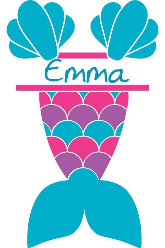 Personalized Name Vinyl Decal Sticker Custom Initial Wall Art Personalization Girl Bedroom Fairytale Decor Colorful Mermaid Tale Sea Shells 12 Inches X 18 Inches