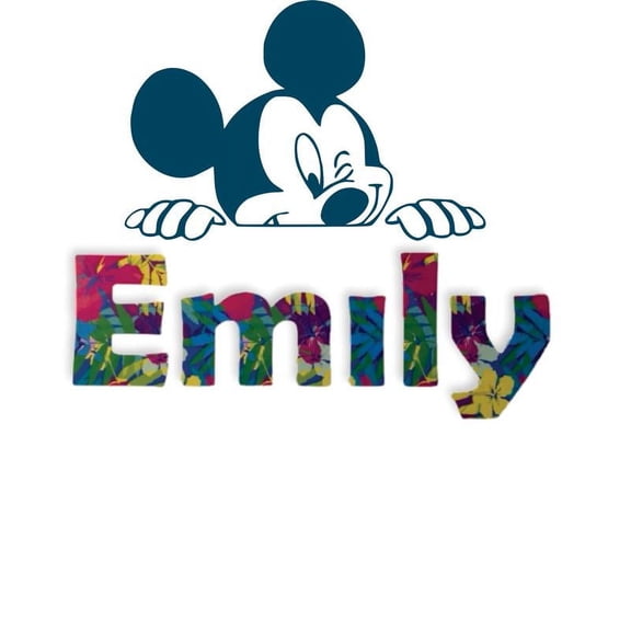 Personalized Name Vinyl Decal Sticker Custom Initial Wall Art Personalization Girls Peeking Hawaiian Print Pattern Design 14 X 20 Inches