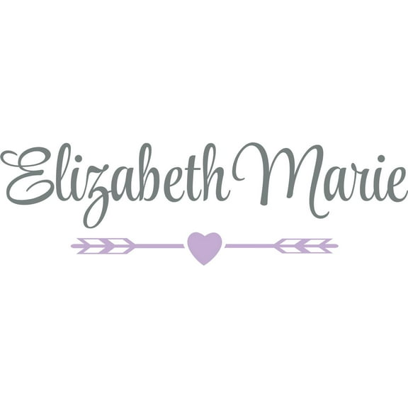 Personalized Name Vinyl Decal Sticker Custom Initial Wall Art Personalization Heart Arrow Text Lettering Design Bedroom Mural 5 Inches X 16 Inches