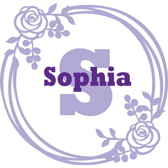 Personalized Name Vinyl Decal Sticker Custom Initial Wall Art Personalization Home Decor Roses Flower Design Circle Sign 20 Inches X 20 Inches