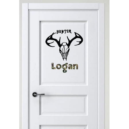Personalized Name Vinyl Decal Sticker Custom Initial Wall Art Personalization Hunter Animal Skull Bones 16 Inches X 16 Inches