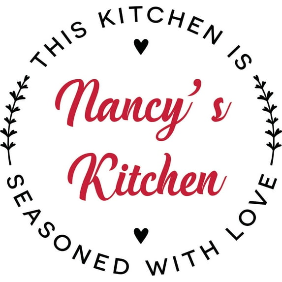 Personalized Name Vinyl Decal Sticker Custom Initial Wall Art Personalization This Kitchen Is Seasoned With Love Decor Cooking Chef Sign 21 Inches X 21 Inches