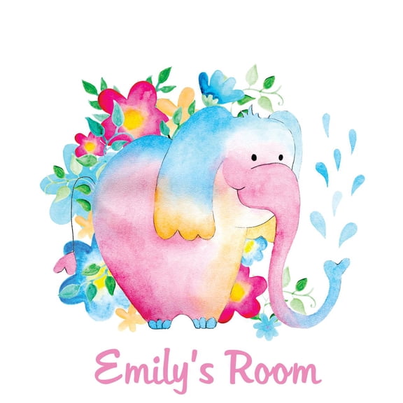 Personalized Name Vinyl Decal Sticker Custom Initial Wall Art Personalization Watercolor Texture Design Pattern Baby Girl Nursery Bedroom 10X10 Inches