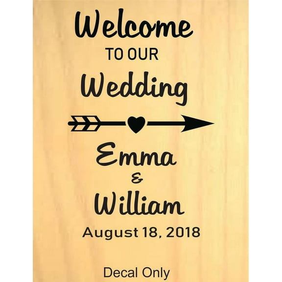Personalized Name Vinyl Decal Sticker Custom Initial Wall Art Personalization Welcome To Our Wedding Quote Marriage Married Bridal Shower 10X20”