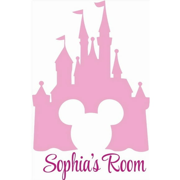 Personalized Name Vinyl Decal Sticker Custom Initial Wall Art Personalized Decor Girl Bedroom Princess Fairy Tale Castle Minnie 18 Inches x 28 Inches