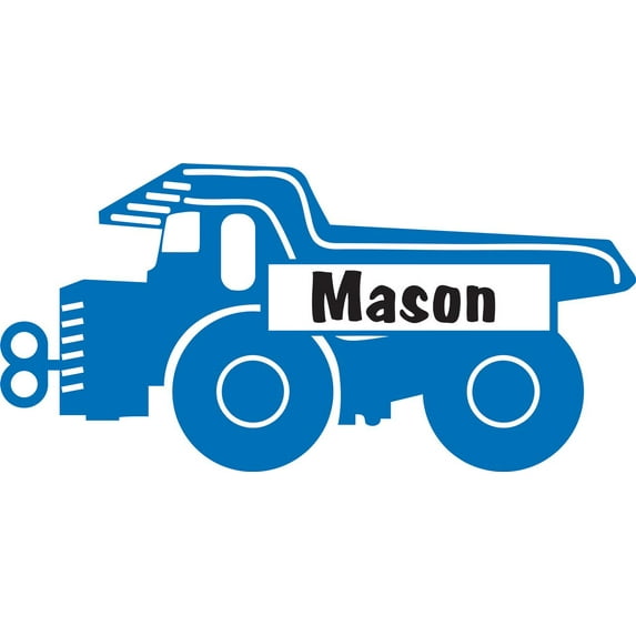 Personalized Name Vinyl Decal Sticker Custom Initial Wall Personalization Children Boy Bedroom Construction Truck Heavy Equipment Digger Toy 16 Inches X 24 Inches