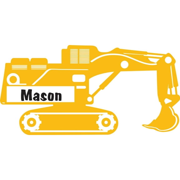 Personalized Name Vinyl Decal Sticker Custom Initial Wall Personalization Decor Childrens Boy Bedroom Construction Truck Heavy Equipment Digger Toy 12 Inches X 18 Inches