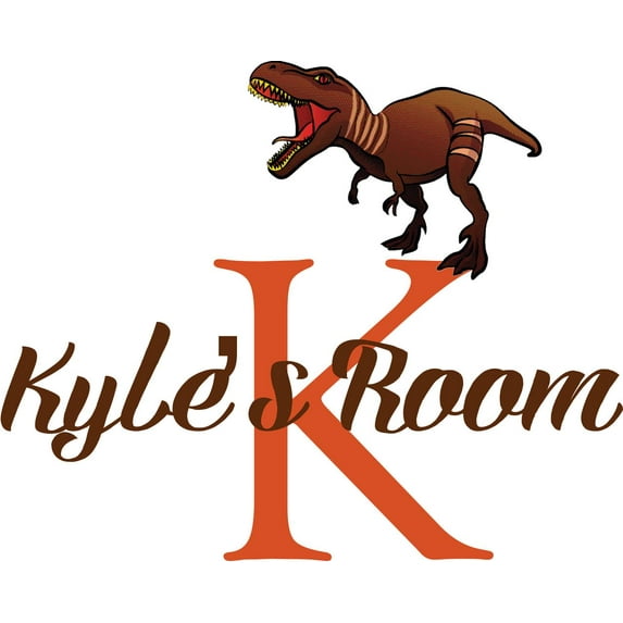 Personalized Name Vinyl Decal Sticker Custom Initial Wall Personalization Dino Dinosaur Bedroom Baby Boy Nursery Room 15 Inches X 30 Inches