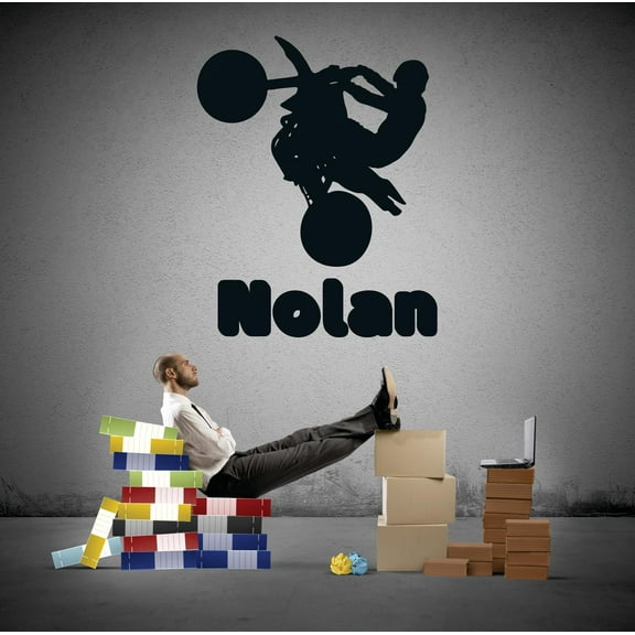 Personalized Name Vinyl Decal Sticker Custom Wall Art Motorcycle Boys Sports Decor 16 Inches X 22 Inches