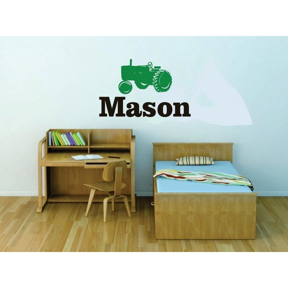 Personalized Name Vinyl Decal Sticker Custom Wall Art Tractor Boys Decor 16 Inches X 20 Inches